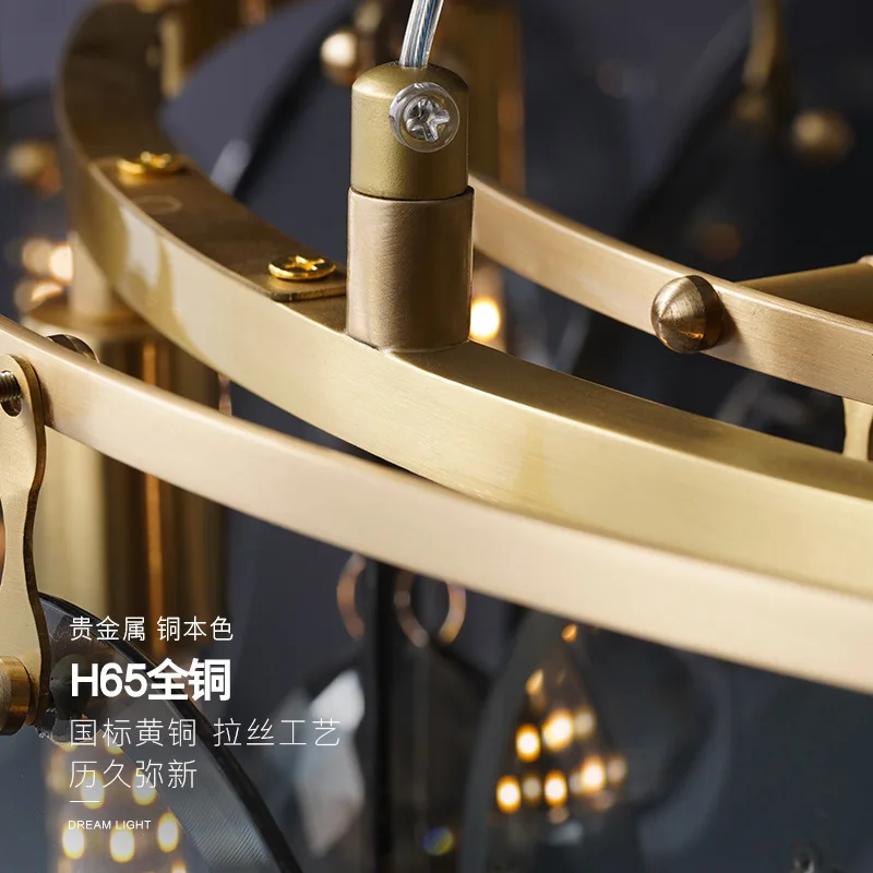 

All copper chandelier gray glass lampshade restaurant simple modern light luxury study bedroom living room lamps