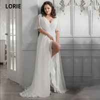 lorie plus size wedding dresses v neck lace chiffon a line bridal gowns princess custom made wedding gown vestido de noiva 2021