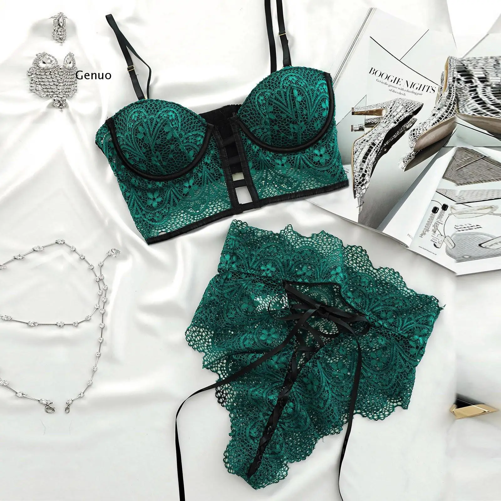 

Sexy Lingerie Hollow out Bandage Thong Bra Brief Sets Lace Wireless Bra Sexy Lingerie Hollow Bandage Thong Set Underwear femme