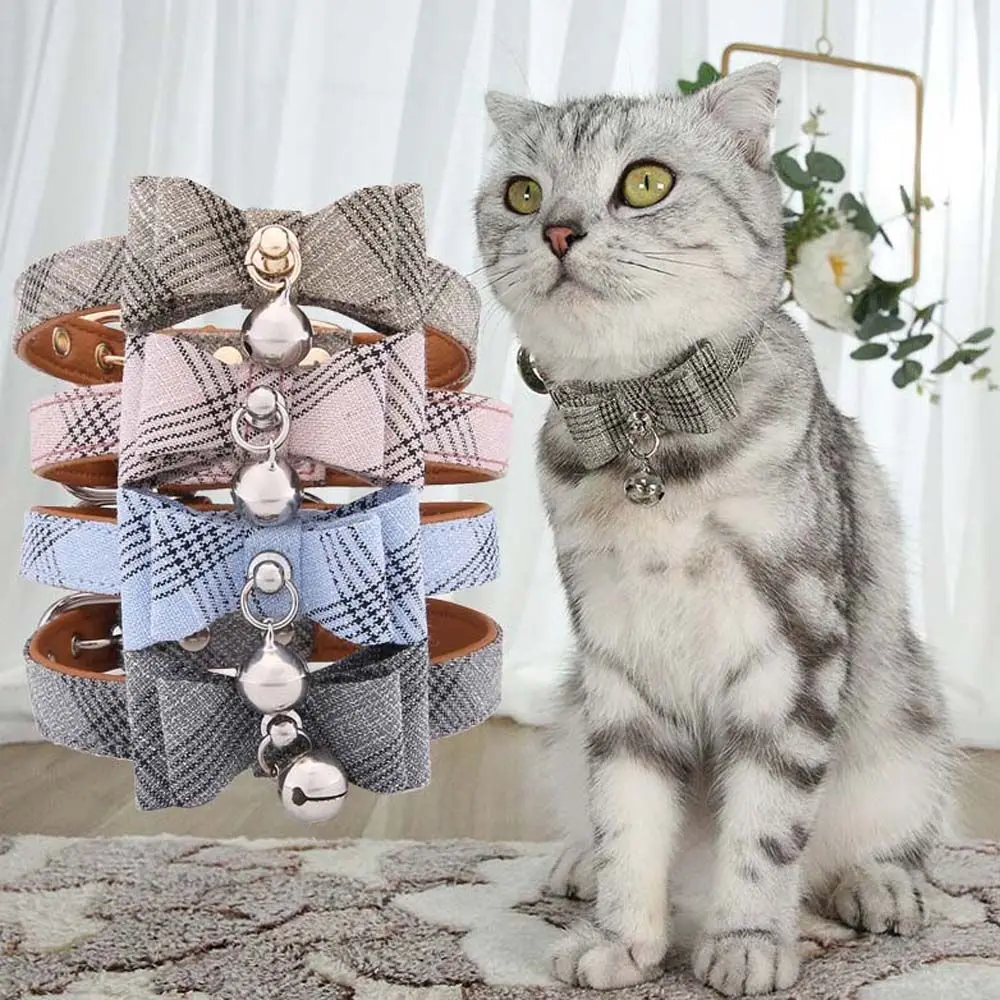 

Cute Gentleman Style Pet Cat Dog Diagonal Striped Bow Collar Buckles Adjustable Cat Buckle Collars Necklace Accessories Supplies