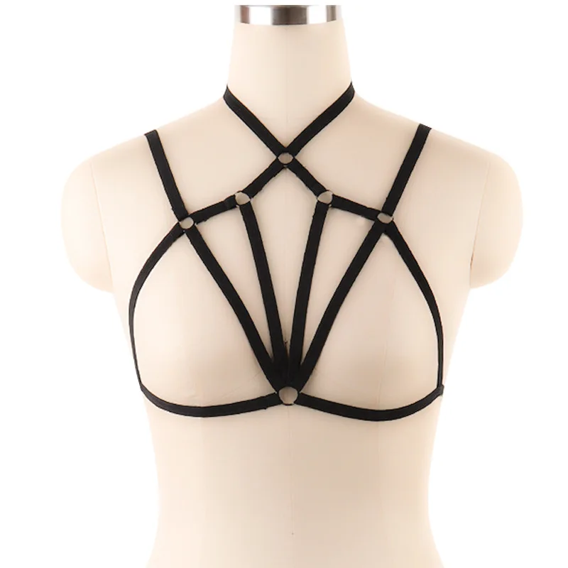 Сексуальный боди-харнесс с бюстгальтером BDSM Bondage Restraints Cage Goth Underwear Fetish Slave Suspender Clothes Elastic Hollow Garter Belt on.