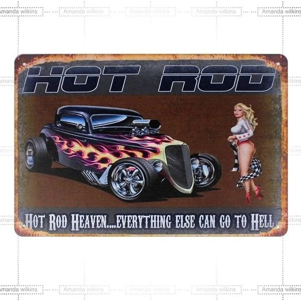 

Novelty Sign Metal Tin Sign Hot Rod Heaven Decor Bar Pub Home Vintage Retro Poster