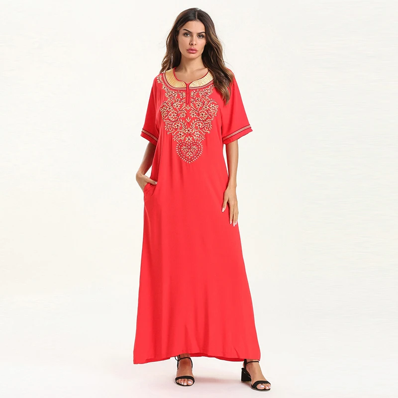 Мусульманское исламское модное вышитое платье Дубай Турция длинная юбка Ближний