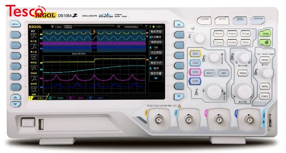 

Цифровой осциллограф DS1054Z, 50 МГц, полоса пропускания 4 аналоговых канала