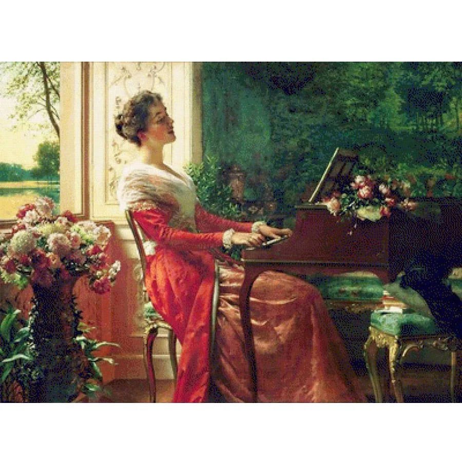 Алмазная живопись сделай сам красивое пианино полноразмерная квадратная