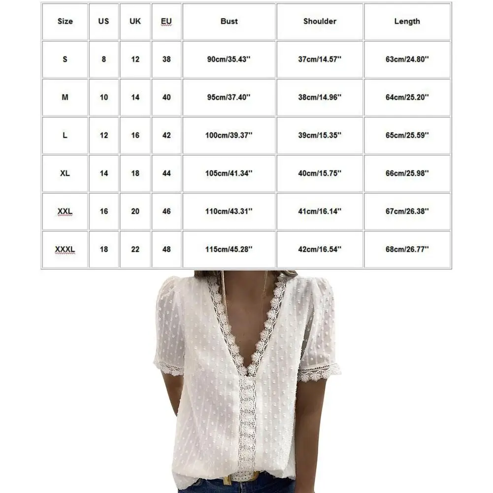 

V-neck Short-sleeved Stitching Lace Chiffon Top Women's Summer Casual Top
