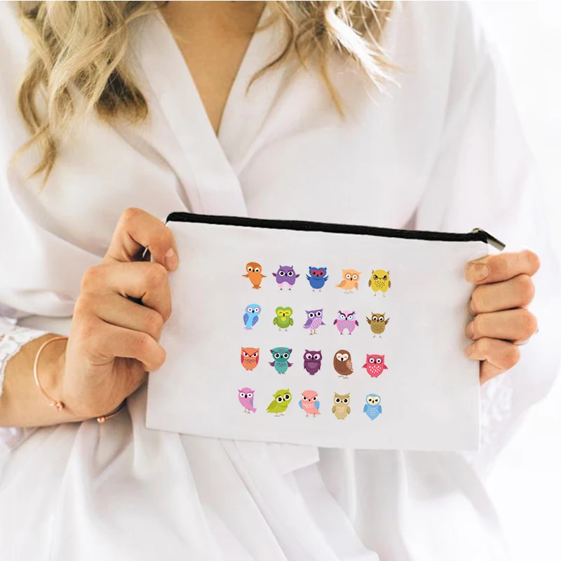 

Owl Cute Cosmetic Bag for Makeup Kawaii Mini Bags Storage Organizer Make Up Pouch Women Handbags Free Shipping Women's Travel