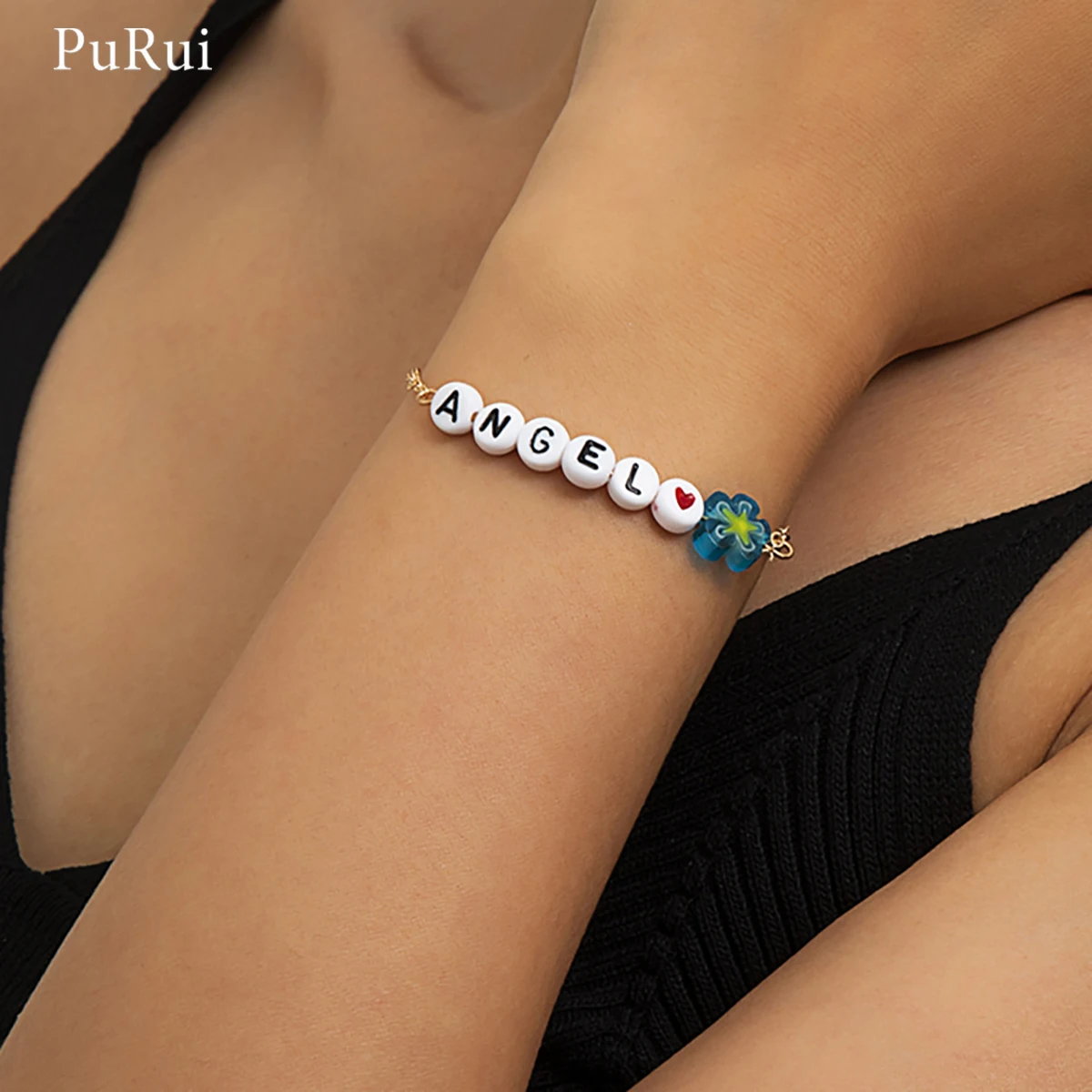 

PuRui Boho Letter/Flower/Heart Bracelets for Women/Girls Fashion Simple Hand Chains Jewelry Charms Bracelets 2021 Fashion Gifts
