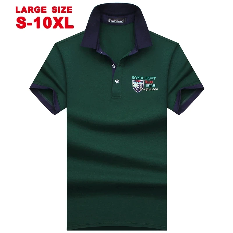 

2021 Summer Lapel Short Sleeve T-shirt Men's Cotton Business Leisure Loose Large Men's Thin Polo Shirt Trendy Dad 8XL 9XL10XL