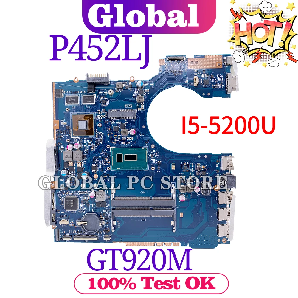

2021 P452L for ASUS P452LJ P452 PE452L laptop motherboard Original mainboard 100% test OK I5-5200U GT920M
