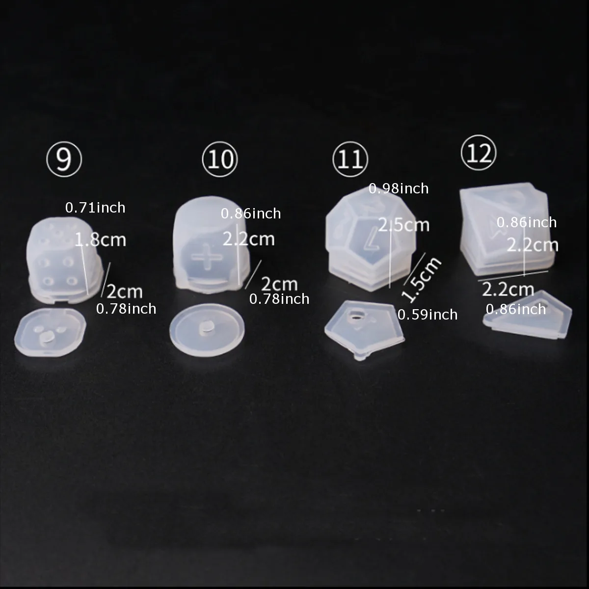 

DIY Crystal Epoxy Mold Dice Fillet Shape Multi-spec Digital Game High Mirror dice mold silicone Mould Making Tools