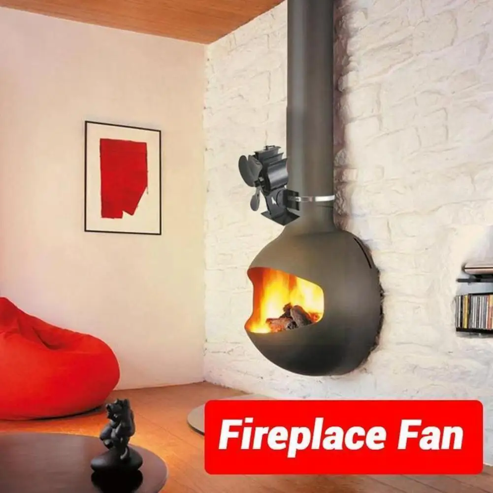 

4-blade Heat Powered Stove Fan For Wood / Log /fireplace Quiet Fan Black Home Efficient Heat Distribution Tool M3r5