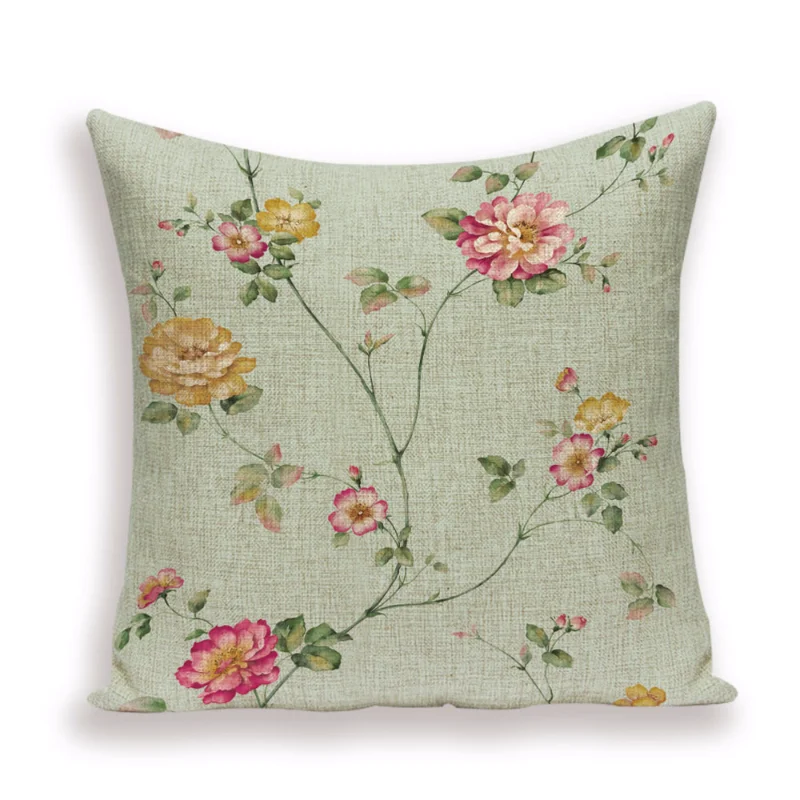 

Plant Flower Single-sided Pillow Living Room Sofa Linen Cushion Cover Home Car Cushion Cover Bedroom Pillow Cover Decoration