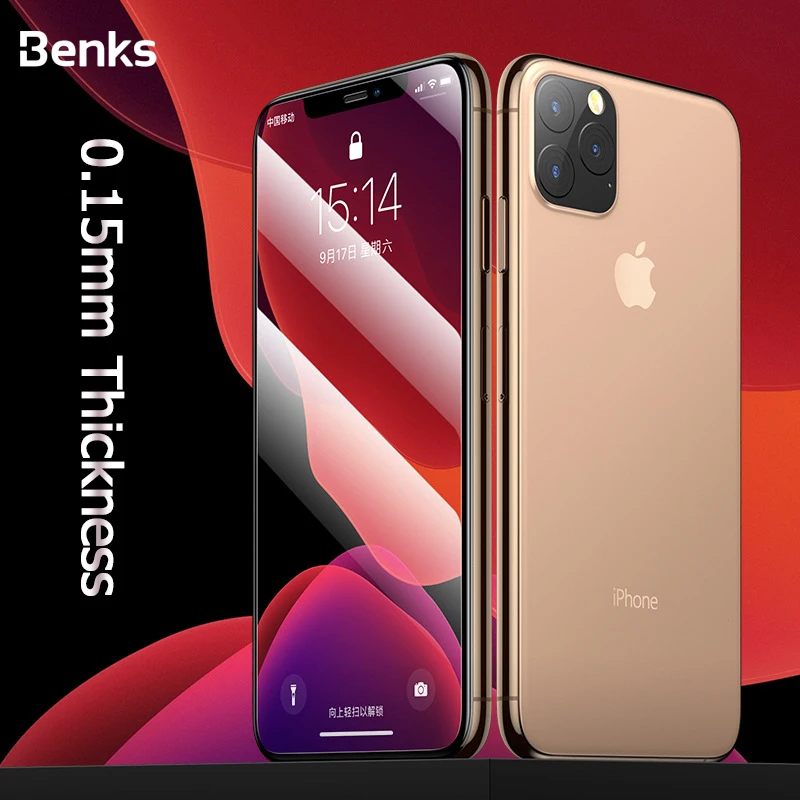 

Benks Curved Edge Full Cover Protective Glass For IPhone 11 Pro Max Screen Protective Anti-Shock Screen Protector Tempered Glass