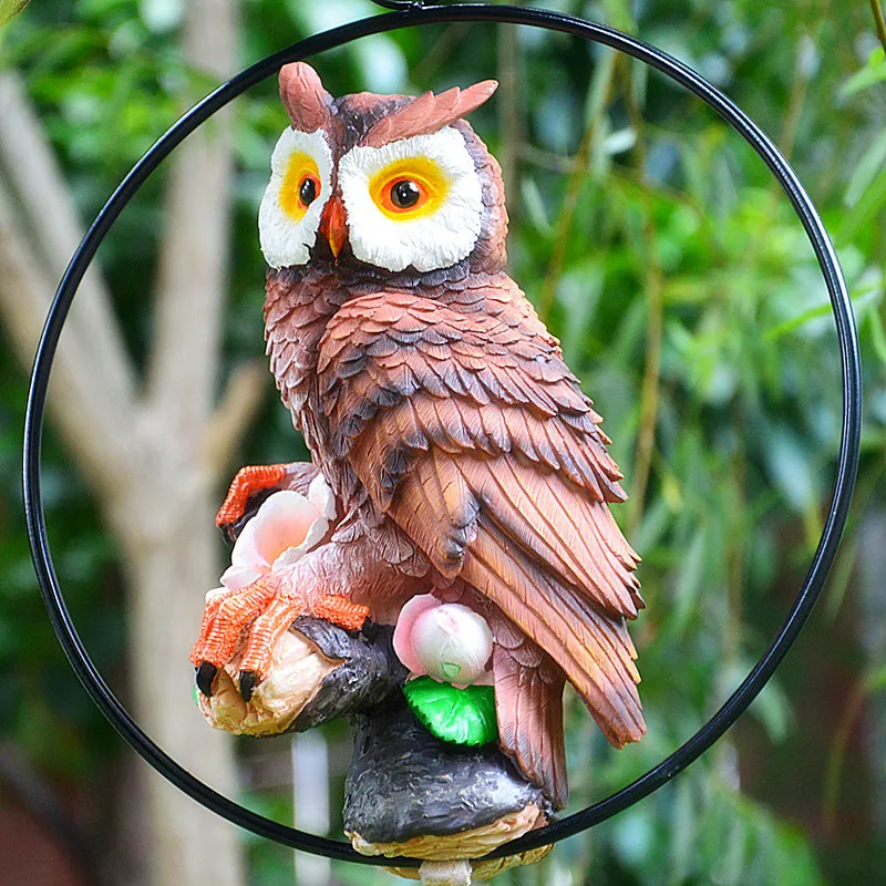 Имитация совы, птицы, статуя из смолы, ландшафтное кольцо, подвесное украшение «сделай сам», дерево, садовая скульптура, украшение для дома a0200