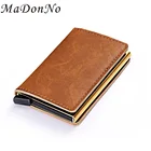 Высококачественный кожаный держатель для карт, кошельки, мужская коричневая карманная сумка для денег, мужской тонкий мини-кошелек тройного сложения, Умный кошелек для женщин