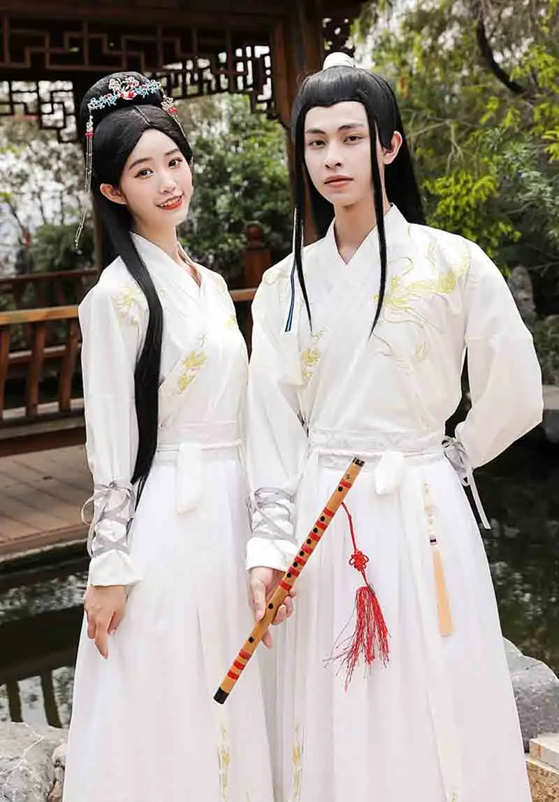 Мужской и Женский винтажный костюм Hanfu китайская старинная династия ханьфу