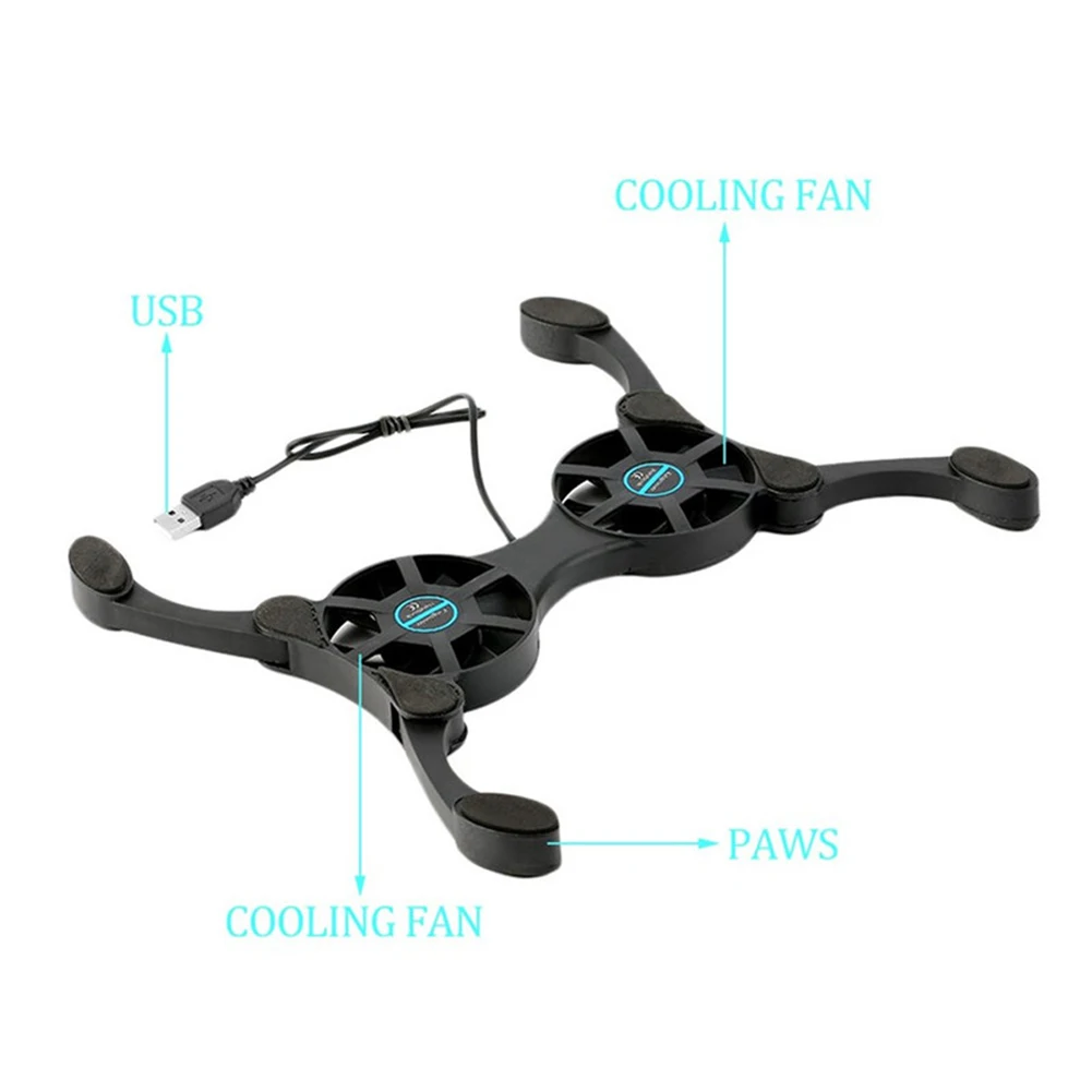 

New Arriv al 2pcs 70mm Universal Foldable USB Laptop Cooler Quiet Anti-Slip Heat Dissipation Cooling Fan Bracket for most laptop