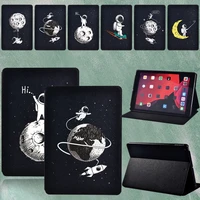 for apple ipad 2021 9th generation 10 2 inch astronaut series leather tri fold sleeve protective cover casestylus