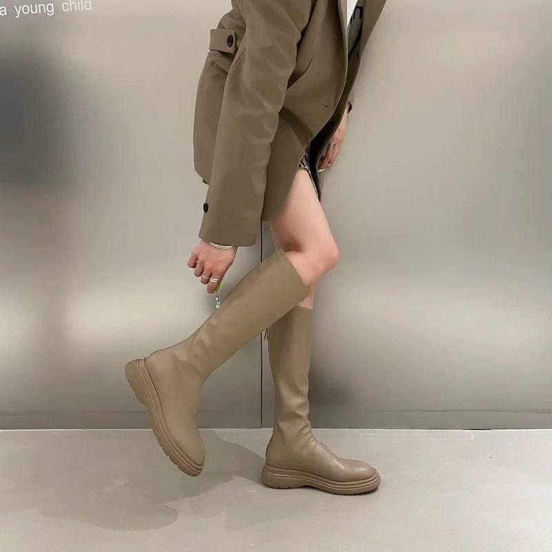 

Fall New Style Women's Boots Women's Shoes Luxury Designer Round-toed Boots Low Calf Rubber Fashionable Comfortable Casual Boots