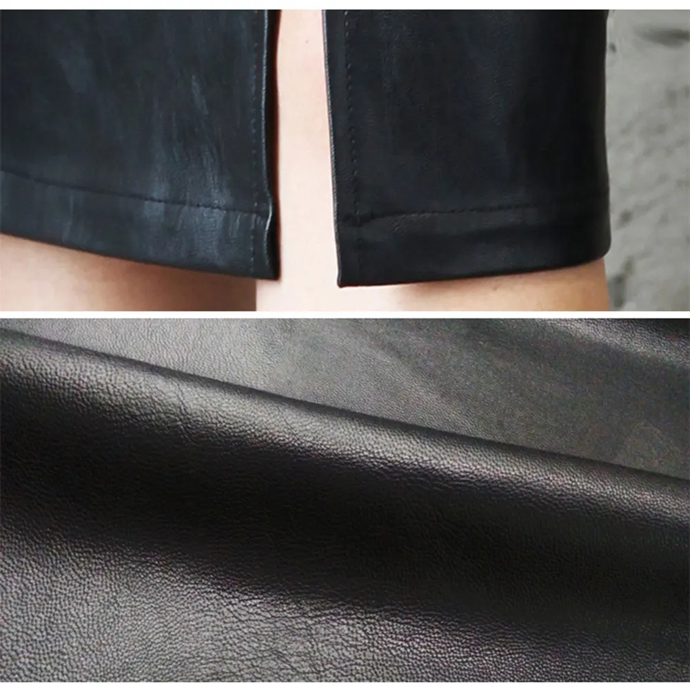 

Women PU Leather Pencil Skirt Fashion Knee Length Midi Bodycon Skirts Plus Size MAEA99
