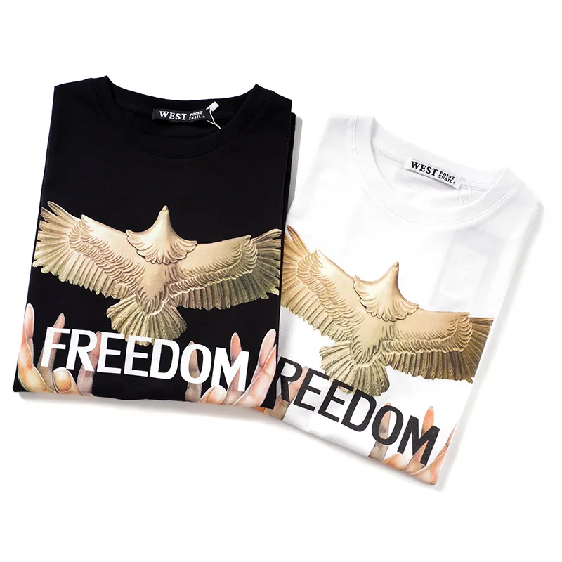 

High luxury Men New Fashion T Shirts Pigeon freedom Print T-Shirt Hip Hop Skateboard Street Cotton T-Shirts Tee Top #AC13