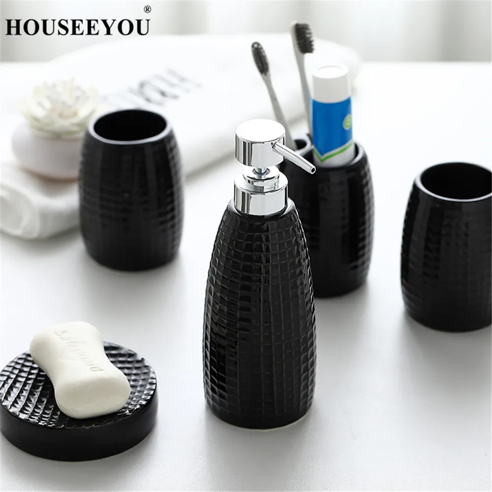 Креативный набор аксессуаров для ванной комнаты в скандинавском стиле черный