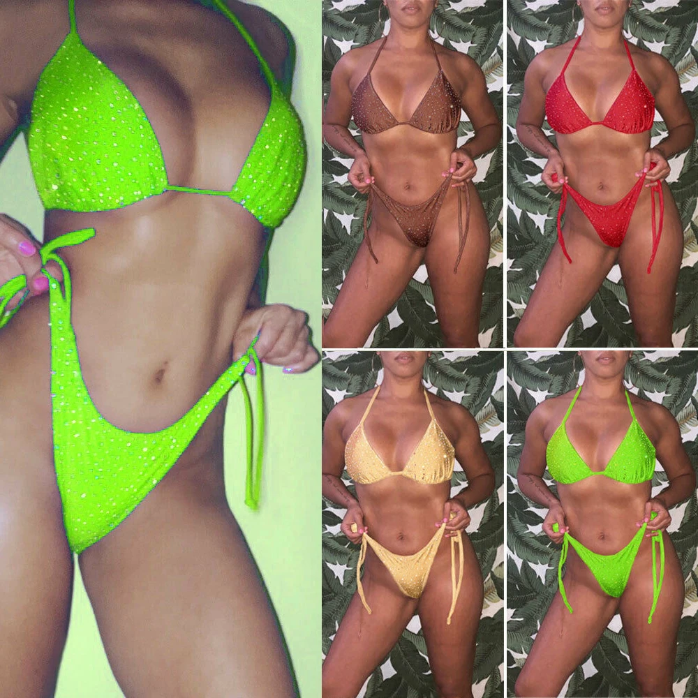 

New Sexy Sequin Bikini Set Biquini Women Swimsuit Push Up Sewn Brazilian Bikini Reflection Bathing Suit Plus Size Swimwear