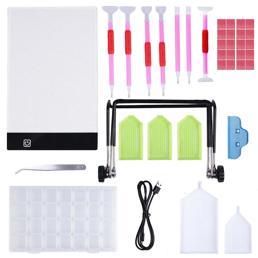 

5D Diamond Embroidery Accessories with A5 light Pad 37pcs Diamond Painting Pen Cross Stitch Tool Kit for Adult Kids