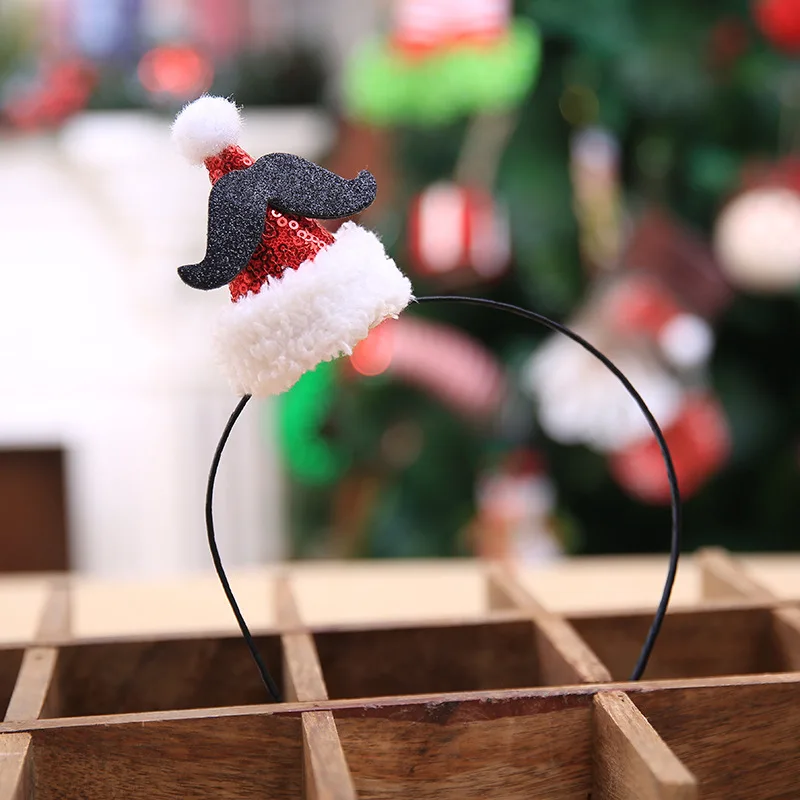 5 шт. Рождественская повязка на голову маленькая шапка с бородой украшения для