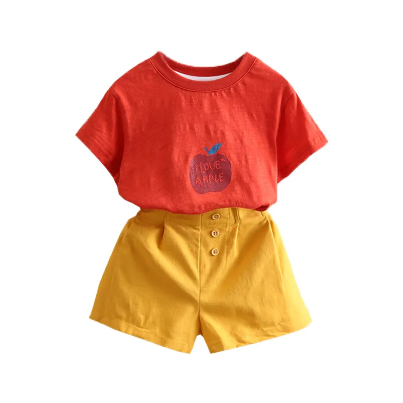 

Baby Suit 2021 Summer New Girl Children's Clothing Children's Short-sleeved T-shirt Shorts Two-piece Suit