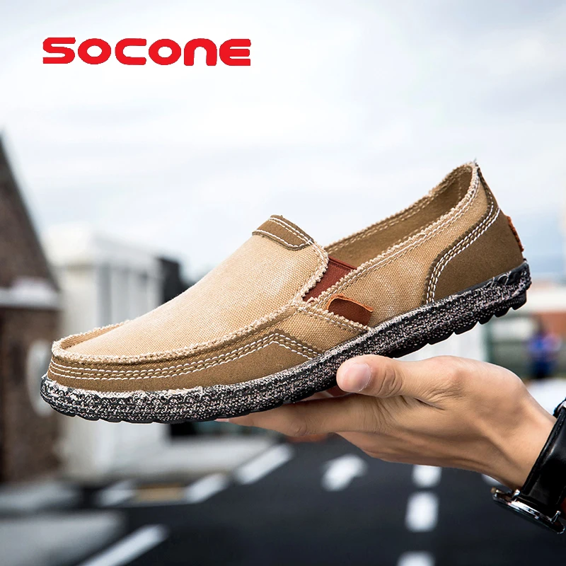 

socone Brand Classic canvas shoes non-slip wear-resistant loafers lightweight walking shoes large size men's shoes