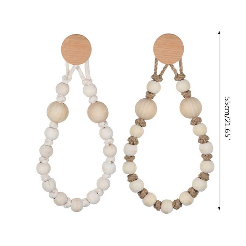 

Nail-free Towel Hanging Rope Woven Cotton Rope Wooden beads Paper Towel Holder