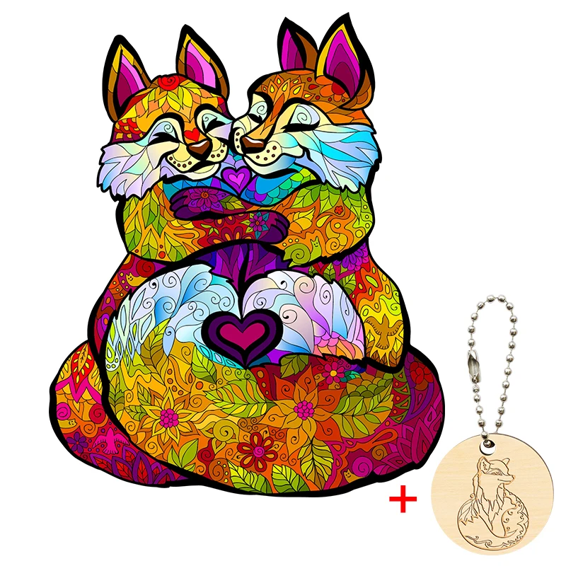 Деревянный пазл животные лиса игрушка каждая деталь мультяшное животное