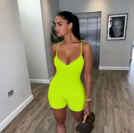 

2021 Hot Sale Women Solid Sexy Playsuits Adjustable Sleeveless Short Pants Skinny Casual Stretch