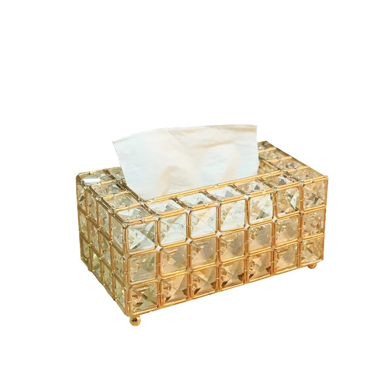 

European Style Metal Crystal Tissue Box Removable Tissue Tissue Napkin Holder Kitchen Living Room Dining Room Decoration