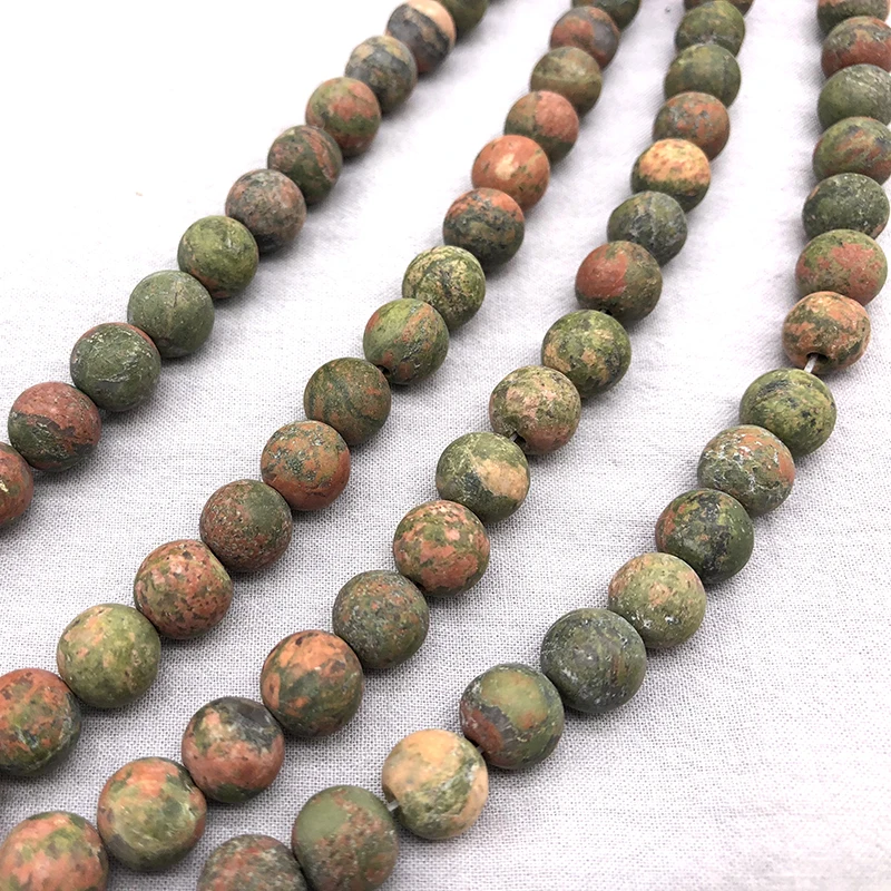 

Natural Matte Unakite Stone Beads For Jewelry Making Round Loose Spacer Crystal Beads DIY Necklace Bracelet 4/6/8/10/12mm 15"