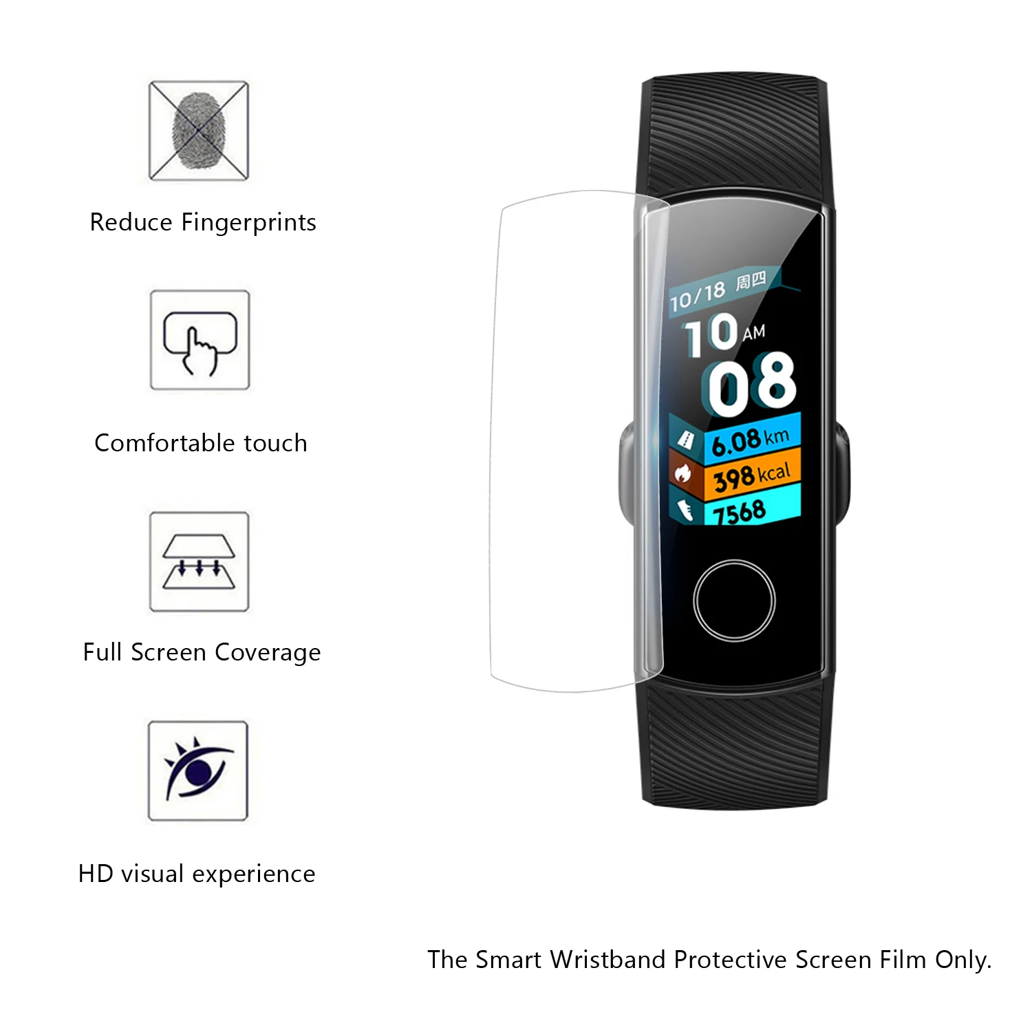 10 шт./лот Защитная пленка для экрана из ТПУ Huawei Honor Band 4 5 Смарт-браслет прозрачный с