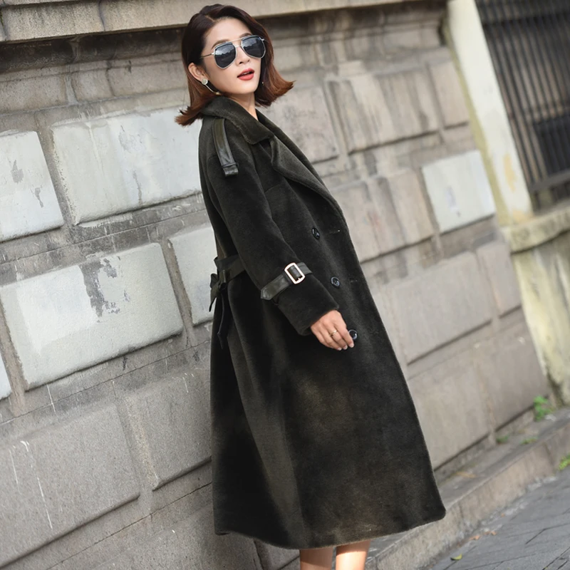 Пальто из натурального меха женская одежда 2020 Длинная зимняя куртка овечья