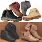 Женские ботинки, повседневные короткие ботинки на молнии, осень и зима 2020, новые женские Ботинки Martin с круглым носком и плоской подошвой из хлопка