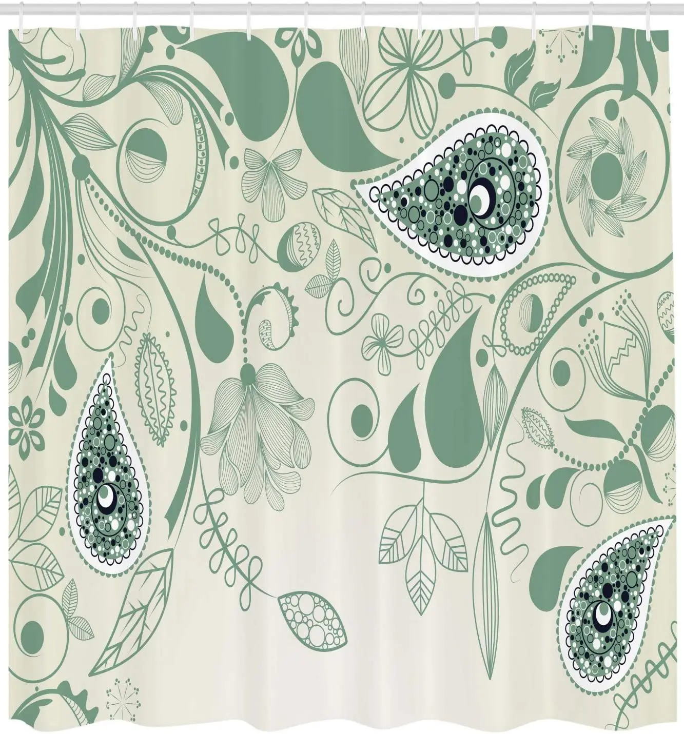 

Paisley Shower Curtain Vintage Aged Floral Paisley Patterns on Retro Art Background in Persian Style Cloth Fabric Bathroom Decor