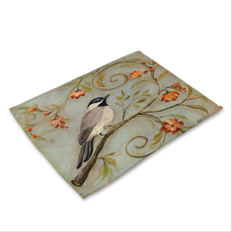 Птиц и цветов Столовых коврик из ткани украшение стола Кухня Posavasos Manteles individuales