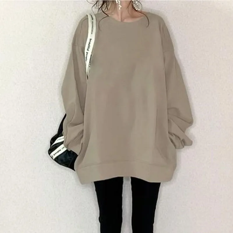 

Hot Selling Patchwork Plain Women's Hoodie Japanese Korean Style Casual Solid Color Autumn Ladies Loose Chic Plus Size Comfort