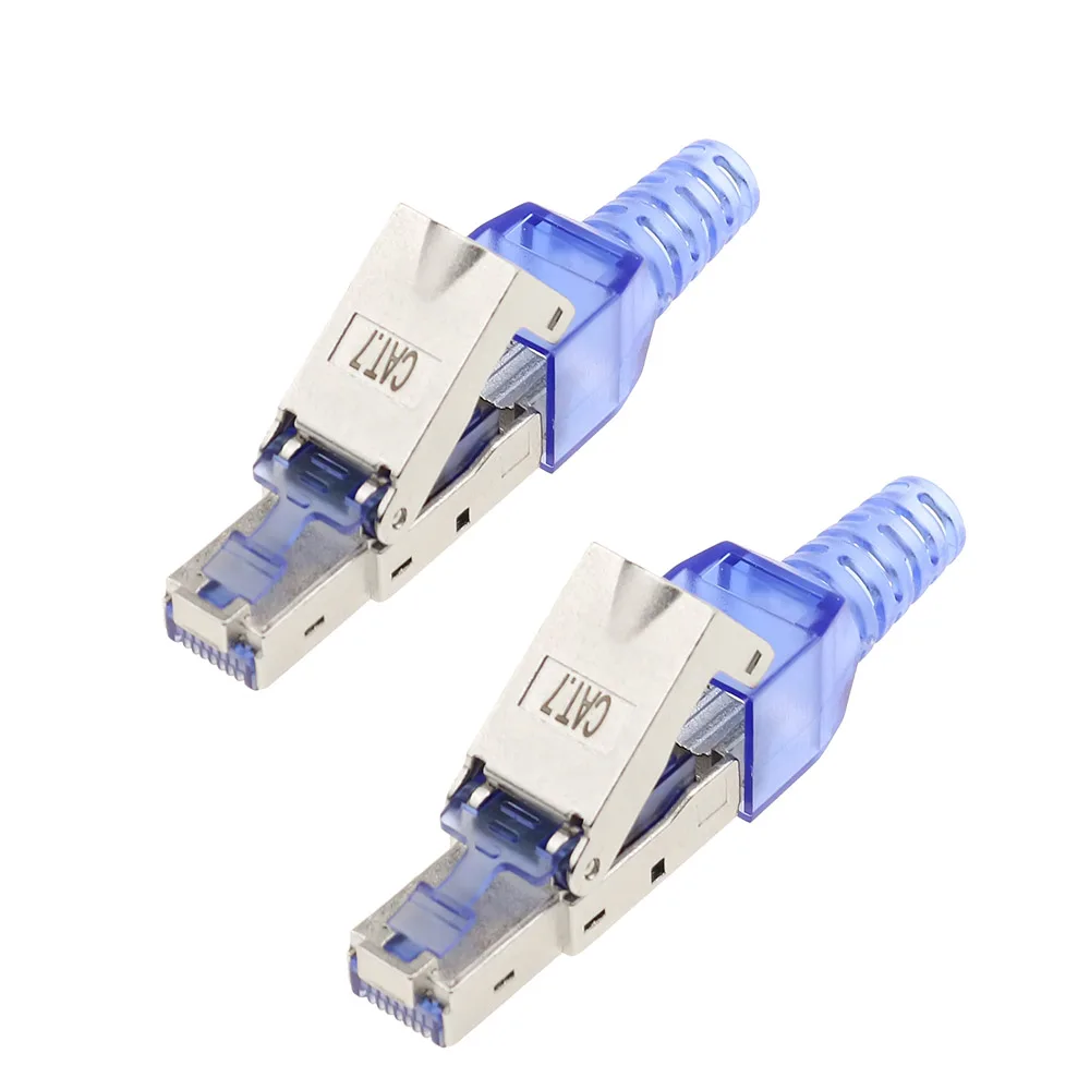 

Cable Matters 2-Pack Tool-Free Shielded RJ45 Cat 7 / Cat6A Termination Plug Cat7 Plug / Cat7 Connector Modular 23/24AWG