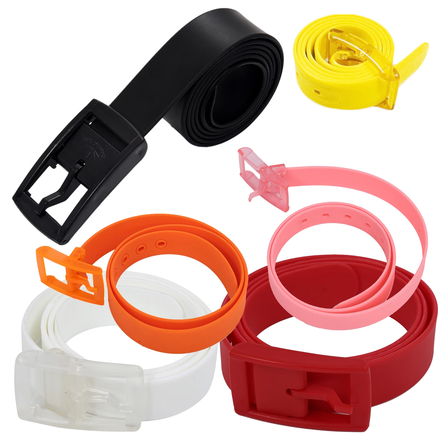 

Hot kf-Unisex Stylish Candy Colours Silicone Plastic belt Orange