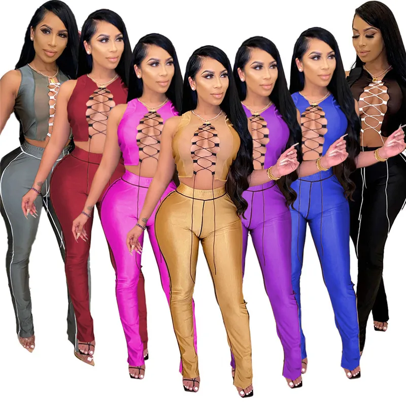 

Женский комплект из двух предметов, короткий Топ без бретелек и леггинсы, Соблазнительный комплект для ночного клуба