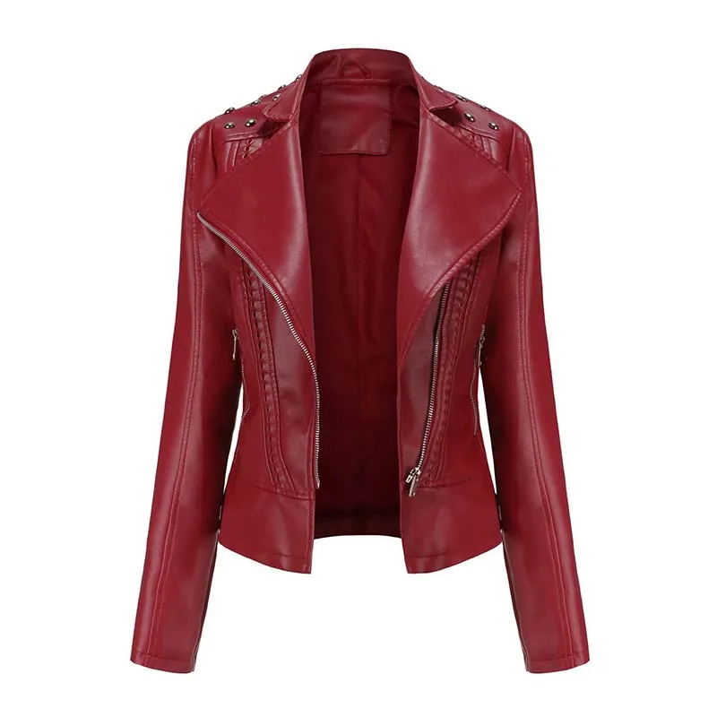 Leather Coat Pu Jacket Women Clothes 2021 Autumn Winter Long Sleeve Biker Fashion Motorcycle Jacket Black Faux Leather Outerwear