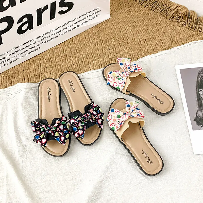 

Slippers women Korean slippers go out fairy wind Joker fashion bow women's shoes shoes woman clear slippers women
