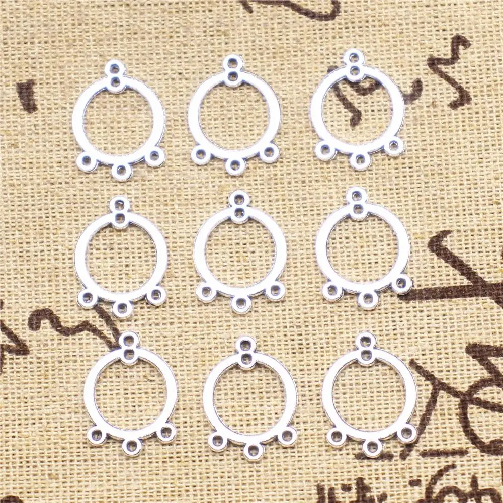 

Supplies For Jewelry Making 20pcs 19x14mm Antique Silver Color Round Earring Connector Jewelry Components