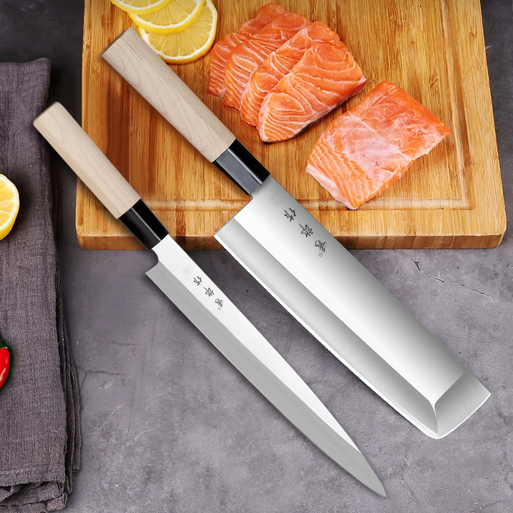 

Japanese High Carbon Steel Knife Fish Filleting Sashimi Sushi Slicing Carving Chef Knife Cleaver Cook Kitchen Utility Knive Set